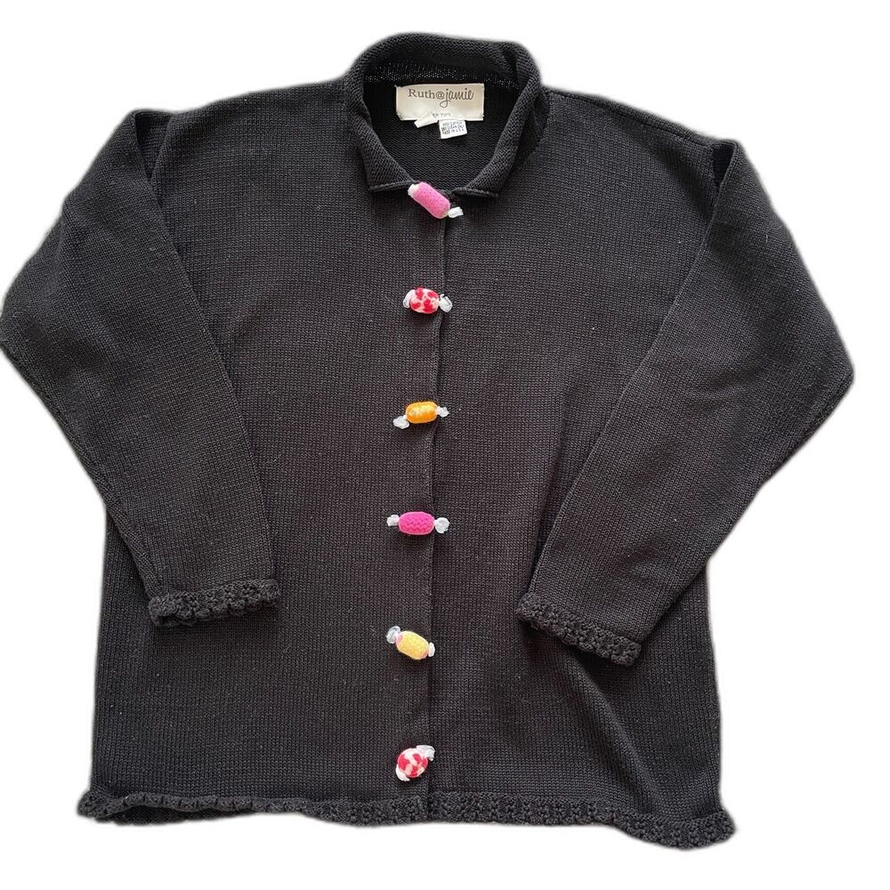 Vtg Womens Sweater Cardigan Sz M Novelty Whimsy Coquette Quirky Retro Feminine